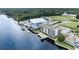 Aerial view of complex on the Intracoastal Waterway, boat storage, and docks at 4445 Kingsport Rd. # 406, Little River, SC 29566