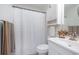 Bathroom showcasing a vanity with modern fixtures, and a shower-tub combination, creating a functional space at 4445 Kingsport Rd. # 406, Little River, SC 29566