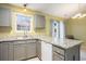 Charming kitchen featuring granite countertops, gray cabinets, and stainless steel dishwasher at 6006 Quinn Rd., Myrtle Beach, SC 29579