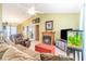Cozy living room featuring a fireplace, comfortable seating, and an aquarium at 6006 Quinn Rd., Myrtle Beach, SC 29579