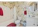 Bathroom with tub, shower, floral wallpaper, and vanity at 730 Pickering Dr. # 201, Murrells Inlet, SC 29576