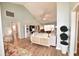 Bright living room with vaulted ceiling, hardwood floors, and comfortable seating with lots of natural light at 807 Lalton Dr., Conway, SC 29526