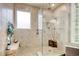 Tiled bathroom featuring a glass shower, built-in bench, and neutral color palette at 161 Copper Leaf Dr., Myrtle Beach, SC 29588