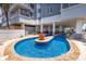 Relaxing lazy river feature with blue tiled accents winding through the resort property at 161 Seawatch Dr. # 808, Myrtle Beach, SC 29572