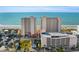Stunning aerial view of the condo complex with ocean and beach access at 1625 S Ocean Blvd. # 802, North Myrtle Beach, SC 29582