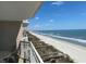 Balcony view showcasing the beautiful beach, ocean, and coastline at 1625 S Ocean Blvd. # 802, North Myrtle Beach, SC 29582