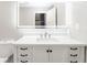 Bright bathroom with modern vanity, drawers, and illuminated mirror at 201 River Rd., Georgetown, SC 29440