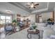 Bright, open living room with stylish furnishings, seamlessly flowing into a modern kitchen at 308 Mayflower Dr., Calabash, NC 28467