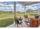 Relaxing covered back patio with comfortable seating, perfect for enjoying the outdoor view at 312 Mayflower Dr., Calabash, NC 28467