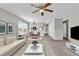 Living room that is virtually staged with couch, table, rug and a television at 4940 Windsor Green Way # 203, Myrtle Beach, SC 29579