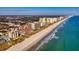 Panoramic aerial view of oceanfront condos and beach homes along the coastline at 707 S Ocean Blvd. # 304, North Myrtle Beach, SC 29582