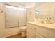 Bright bathroom with a shower-tub combination, stylish vanity, and tiled flooring at 793 Drawbridge Dr., Conway, SC 29526