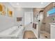 Bathroom featuring a soaking tub and separate tile shower at 931 Henry James Dr., Myrtle Beach, SC 29579