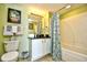 Cozy bathroom with a shower/tub combination and essential amenities for a comfortable stay at 2007 S Ocean Blvd. # 1106, Myrtle Beach, SC 29577