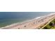 Aerial view of the beach with blue umbrellas and clear water at 2007 S Ocean Blvd. # 1106, Myrtle Beach, SC 29577