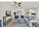 Comfortable living room featuring stylish furniture, ceiling fan, and modern decor at 264 Palmetto Sand Loop, Conway, SC 29527