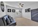 Bedroom with a futon, ceiling fan and carpeted floors providing a comfortable and inviting living space at 3032 Red Bark Dr., Conway, SC 29526