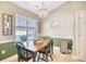 Inviting dining area featuring a chandelier, a window overlooking the pool, and stylish decor at 3964 Lochview Dr., Myrtle Beach, SC 29588