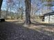 Large backyard featuring mature trees and a convenient storage shed at 57 Tallahassee Rd., Georgetown, SC 29440