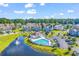 Community aerial showcasing pool, pond with fountain, surrounding properties, and green common areas at 940 Jackline Place # 202, Murrells Inlet, SC 29576