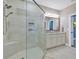 Well-lit modern shower with glass enclosure and built-in seat at 940 Jackline Place # 202, Murrells Inlet, SC 29576