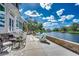 Charming back patio with stylish outdoor seating and stunning water view at 1006 James Island Ave., North Myrtle Beach, SC 29582