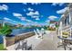 Picturesque back patio with comfortable seating overlooking the serene lake at 1006 James Island Ave., North Myrtle Beach, SC 29582