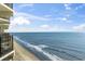Stunning ocean view from the balcony showcases the beach and the horizon at 1210 N Waccamaw Dr. # 1507, Murrells Inlet, SC 29576