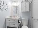 Well-lit bathroom features a stylish vanity, toilet, and tasteful decor elements at 123 N Dogwood St. # 107, Garden City Beach, SC 29576