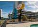 View of the Wave Rider hotel pool and sign at 1600 S Ocean Blvd. # 148, Myrtle Beach, SC 29577