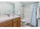 Bathroom with a single sink and vanity combination tub and shower at 2668 Corn Pile Rd., Myrtle Beach, SC 29588