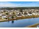 Aerial view showcases waterfront community with houses along a river, blending serenity and neighborhood living at 4355 Heartwood Ln., Myrtle Beach, SC 29579