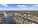Aerial view showing condo units nestled along a serene waterway with boat docks, offering a tranquil waterfront lifestyle at 4520 N Plantation Harbour Dr. # F9, Little River, SC 29566
