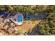 An aerial view of the community amenities including the clubhouse, pool, pickleball courts, and more at 509 Hillsborough Dr., Conway, SC 29526