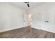 Bedroom showcasing hardwood flooring, ceiling fan, with a closet and doorway at 1052 Merritt Rd, Conway, SC 29526