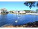 Beautiful water view showcasing a lake with swans and residential buildings under a clear sky at 140 Spanish Oak Ct. # 1, Surfside Beach, SC 29575