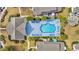 Aerial view of community pool surrounded by palm trees, lounge chairs and umbrellas at 119 Gully Branch Dr. # 4, Myrtle Beach, SC 29572