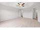 Spacious main bedroom with a ceiling fan and plush carpeting, providing a comfortable retreat at 632 Woodside Dr., Conway, SC 29526