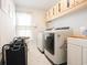 Well-lit laundry room with modern appliances, including a washer and dryer, and ample cabinet space at 780 Old Murrells Inlet Rd., Murrells Inlet, SC 29576