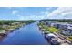 Beautiful aerial view of waterfront homes with private boat docks and access to the river at 9785 Anchor Dr., Longs, SC 29568