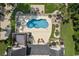 Aerial view of a private backyard with a pool and manicured landscaping at 9785 Anchor Dr., Longs, SC 29568