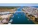 Scenic aerial view of the waterway, bridge, and surrounding coastal community at 1257 Ocean Blvd., Holden Beach, NC 28462