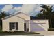Rendering of a beautiful single-story home with a black roof, green front lawn and 1-car garage at 1356 Palm Springs Paloma Dr, Longs, SC 29568