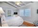 Bright bedroom features vaulted ceilings, wood floors and coastal decor at 162 Norris Dr., Pawleys Island, SC 29585