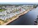 Aerial view of condos next to waterway with pool, lush landscaping, and dock at 2180 Waterview Dr. # 713, North Myrtle Beach, SC 29582