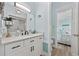 Well-lit bathroom featuring modern fixtures, sleek cabinetry, and neutral decor at 414 S Dogwood Dr., Garden City Beach, SC 29576