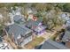 An aerial shot highlighting the home's proximity to neighboring houses and landscaped yards at 508-B Rosemary Ln., North Myrtle Beach, SC 29582