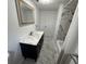 Bathroom features a vanity with marble countertop and tiled floors at 538 Oatland Rd., Georgetown, SC 29440