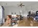 Open-concept living room featuring vaulted ceilings and hardwood flooring at 621 Cottontail Trail, Myrtle Beach, SC 29588