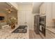 Open-concept kitchen featuring a center island, stainless steel appliances, and a seamless flow to living areas at 845 Hall Lane # B, Myrtle Beach, SC 29577